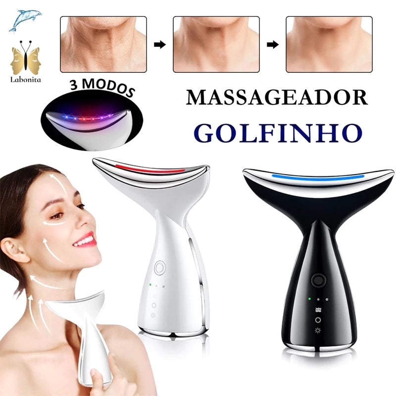 Massageador Rejuvenescedor com LED para Rosto e Pescoço