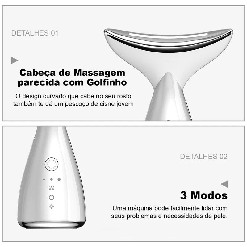 Massageador Rejuvenescedor com LED para Rosto e Pescoço